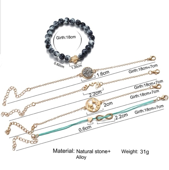 Charm Bracelet Anklet 5 Piece Set - Picture 6 of 7